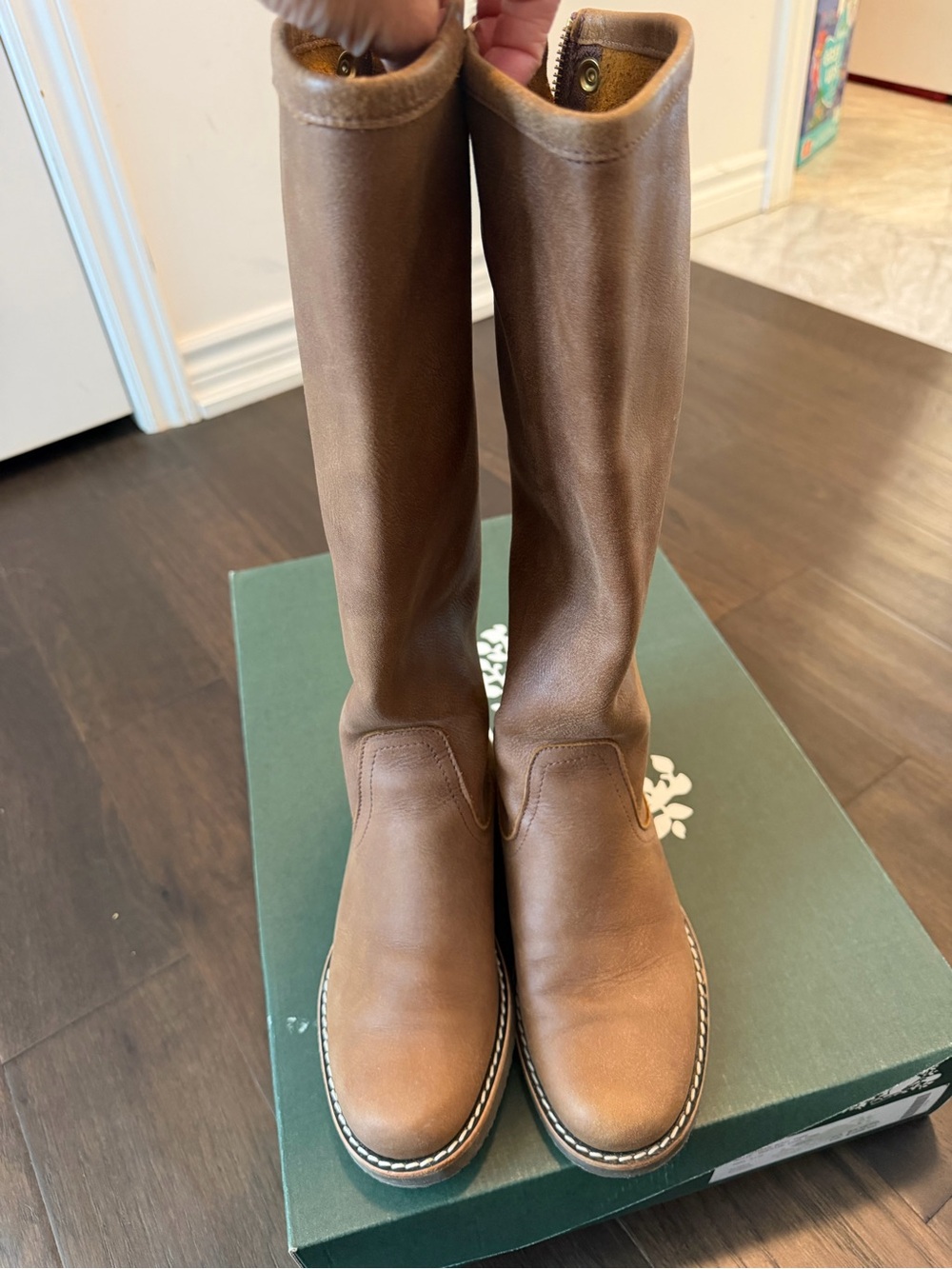 Women's Tall Brown Leather Pull-On Roots Equestrian Boots